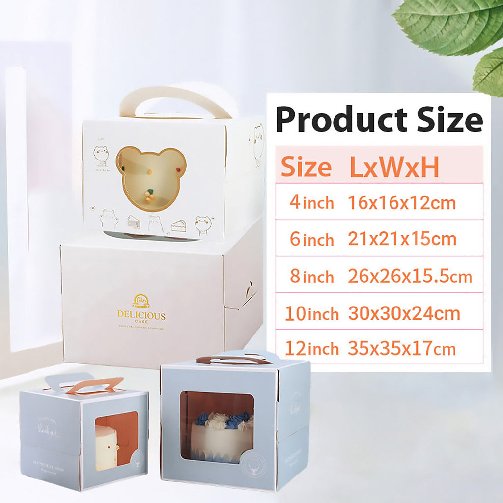 30PCS White Portable Cake Boxes Display Window Packing Case Party with Handle Birthday
