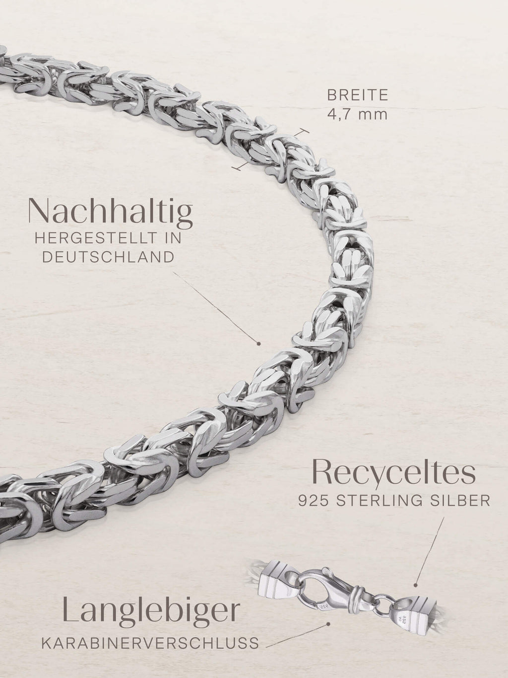 silver modern armband Königskette