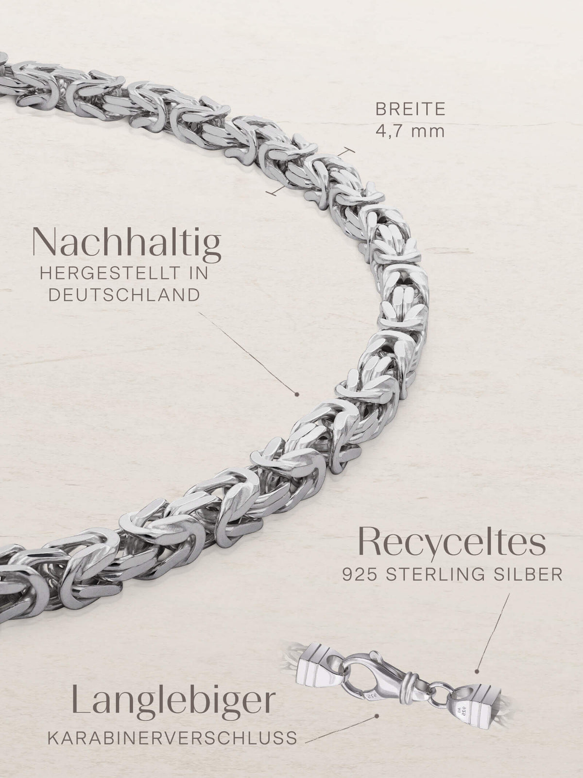 silver modern armband Königskette