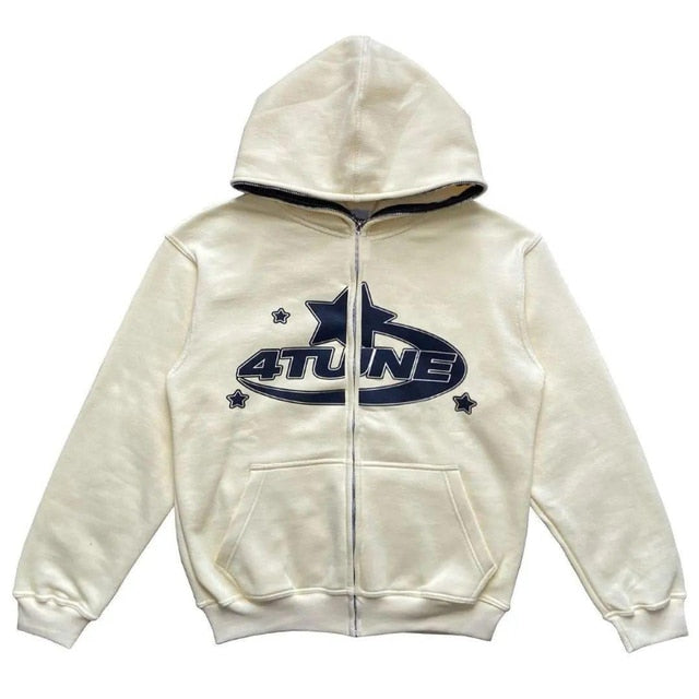 Kapuzenpullover mit Sternenprint und Reißverschluss