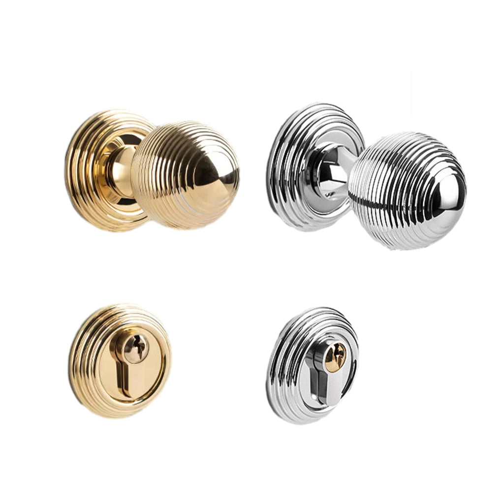 Luxuriöses rundes Türdrücker-Schloss-Set Gold Schlafzimmer Innentürschloss mit Drehknauf