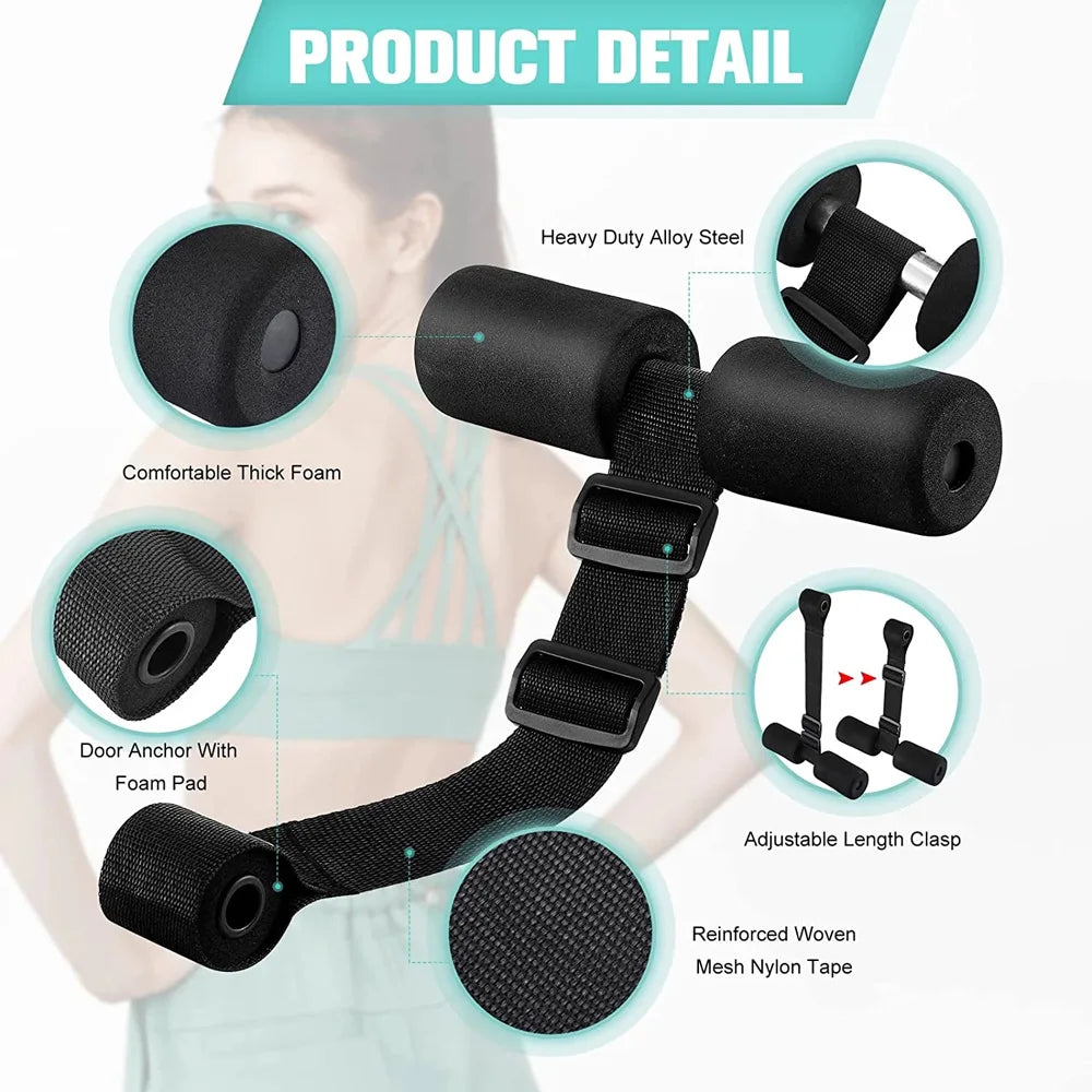 Hamstring Curl Strap for Nordic & Ab Workouts Black