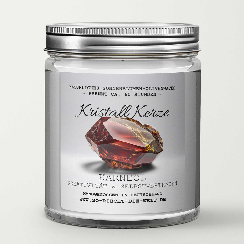 CREATIVITY & CONFIDENCE - Carnelian Crystal Scented Candle - Bergamot | Cashmere - Healing Candle, Gemstones, Reiki, Crystal, Stone, Healing, Cleansing, Meditation, Gift