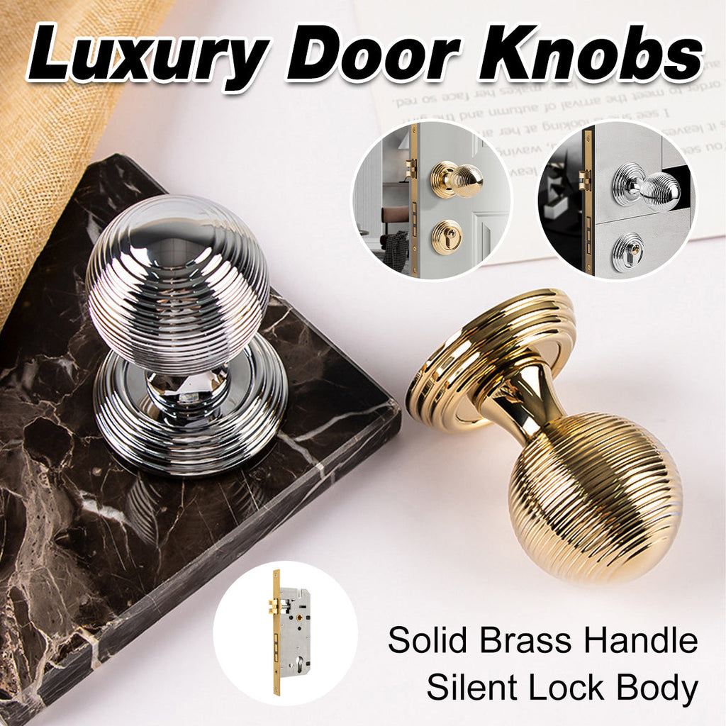 Luxuriöses rundes Türdrücker-Schloss-Set Gold Schlafzimmer Innentürschloss mit Drehknauf