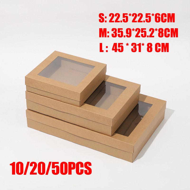 50pcs Bakery Cake Packaging Boxes with Visible Open Window Lunch Boxes