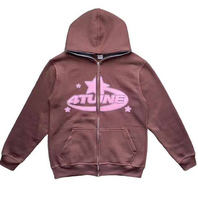 Kapuzenpullover mit Sternenprint und Reißverschluss