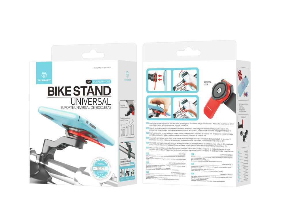 Techancy Universal-Handyhalterung, kompatibel mit Fahrrädern und Motorrädern, TI2272, Ein-Klick-Sperre, schwarz + rot