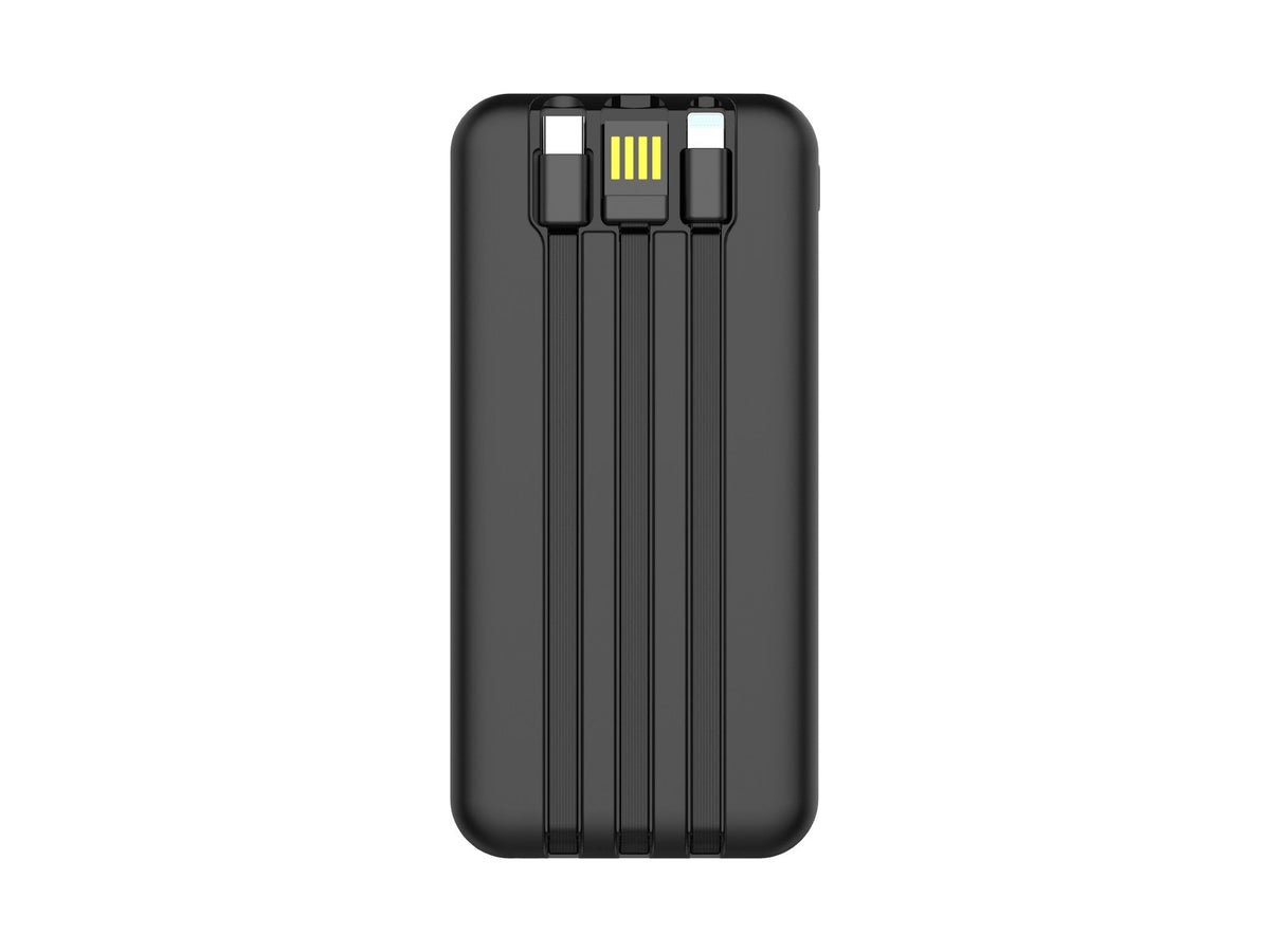 Techancy Powerbank 10000 mAh 22.5W TF2782, Ladekabel Type-C+Lightning+USB 3-in-1, digitale Leistungsanzeige