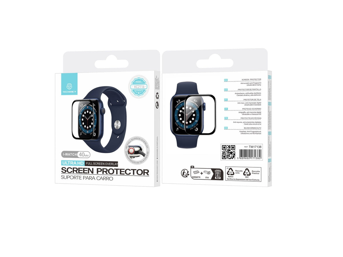 Techancy Protetor De Ecrã Para Relógios Inteligentes KC2116, Compatível Com Iwatch-40mm, Anti-Riscos, Hd Ultra-Fino.