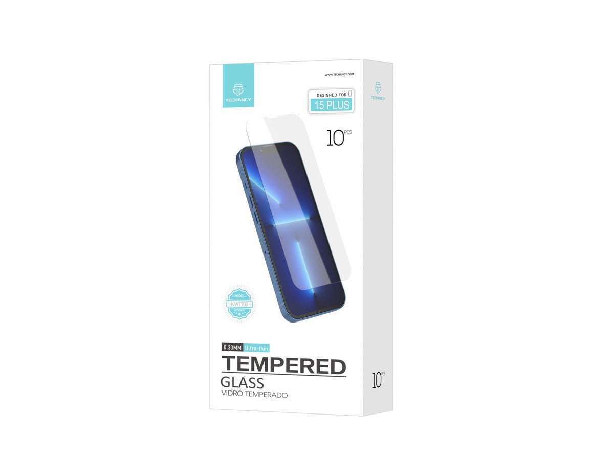 Techancy Película de Vidro Temperado  para iPhone 15 Plus KW1700 , 0.33MM, Anti-riscos, Alta Transparência, Fácil Aplicação