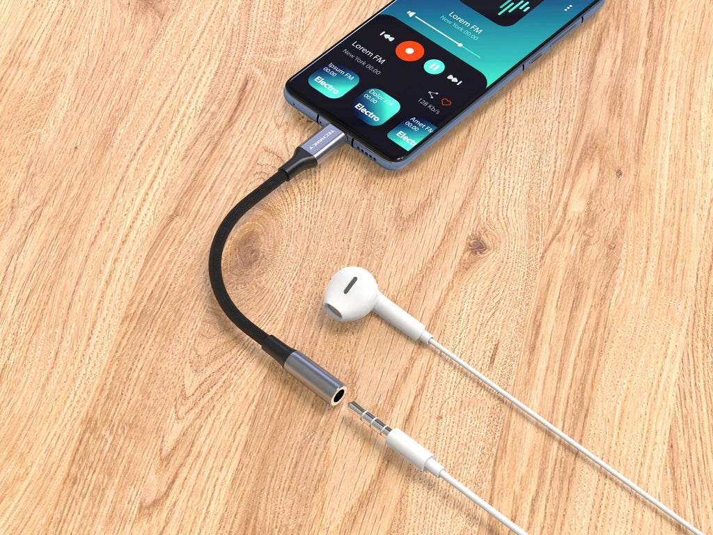 Techancy TV3755 Audio-Adapter, USB-C auf 3,5-mm-Kopfhöreranschluss, DSP-Chip, kompatibel mit Samsung/Huawei/Xiaomi