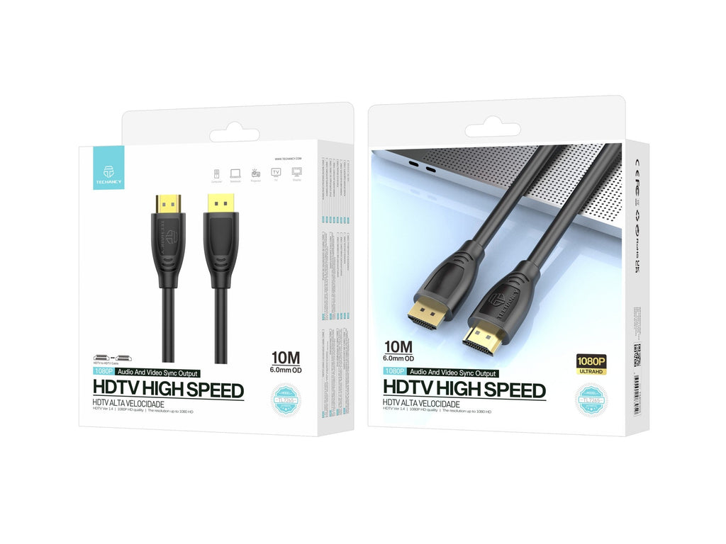 Techancy Cabo HDMI Hochgeschwindigkeits TL7265, 10m, HD 1080p Bildschirm für Fernseher, Computer, Projektoren und Konsolen