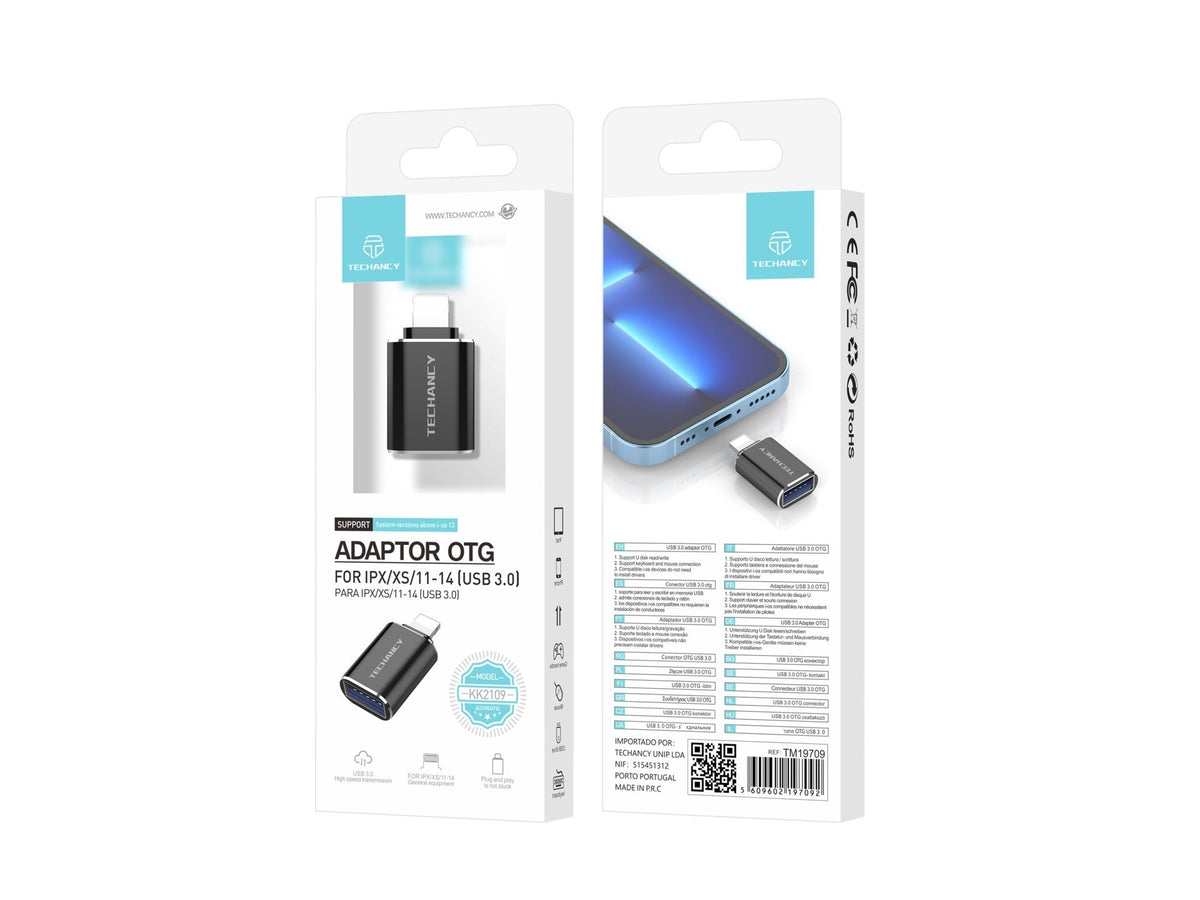 Techancy Adaptador Otg Usb 3.0 Preto KK2109, Suporta Leitura/Gravação De Unidade Flash Usb, Ligações De Teclado E Rato