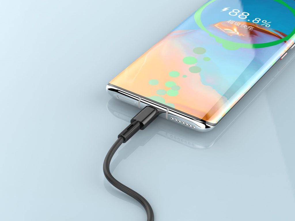 Techancy USB Type-C Data Cable Black TB1717, 2.4A Fast Charging, Aluminum Alloy + Braided Cable 1.2M