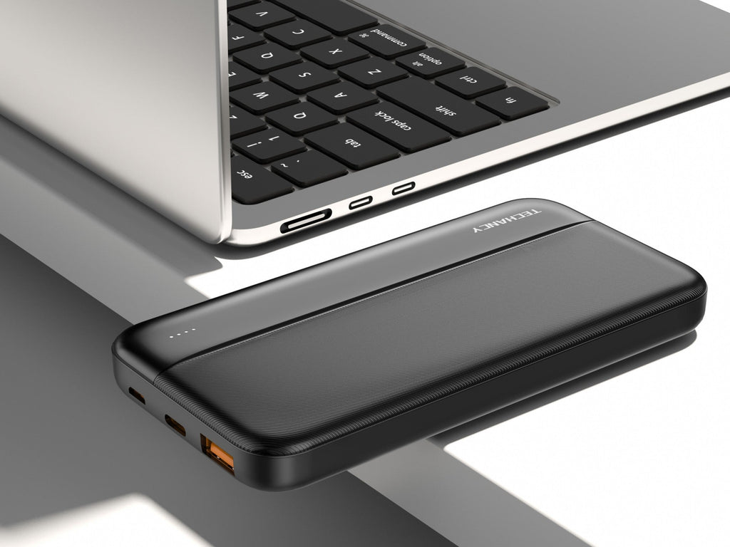 Techancy Power Bank 10000mAh Schwarz TF2776, schnelles Aufladen mit PD20W für Smartphones, Tablets und mehr!