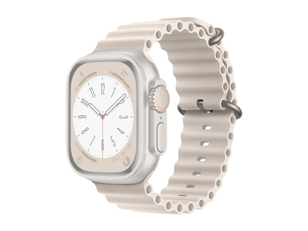 Techancy Weißes Silikonarmband KC2122, Kompatibel mit Apple Watch 42mm/44mm/45mm/49mm, Weiches Silikonmaterial