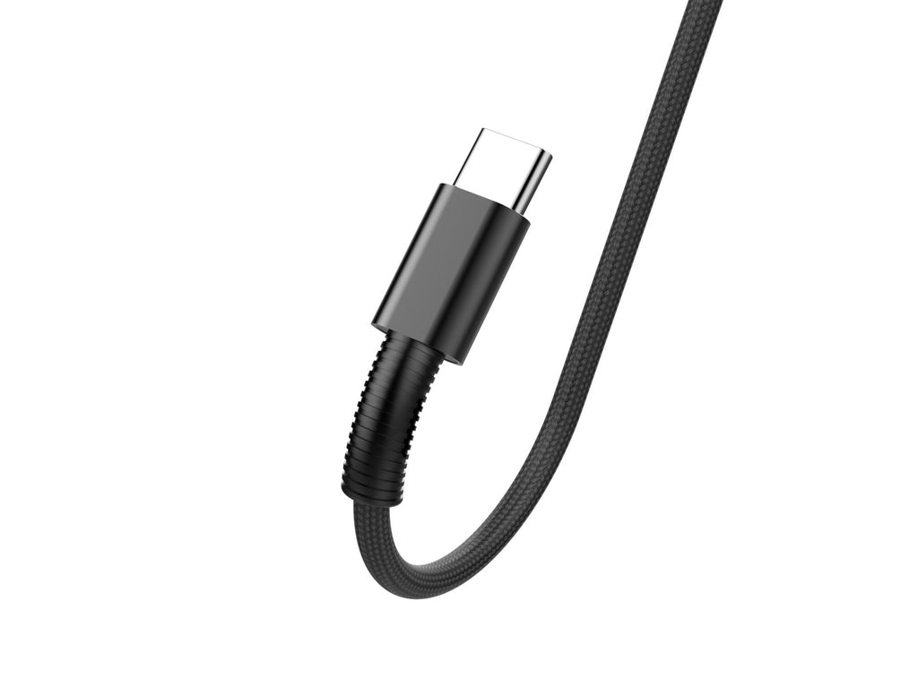 Techancy USB Type-C Data Cable Black TB1717, 2.4A Fast Charging, Aluminum Alloy + Braided Cable 1.2M
