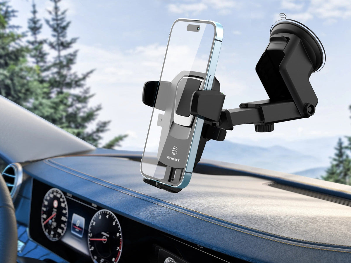 Techancy Suporte Para Telemóvel Com Ventosa Para Automóvel Preto/Prata Ti2188, Bloqueio Com Um Toque, 4-7,2 Polegadas