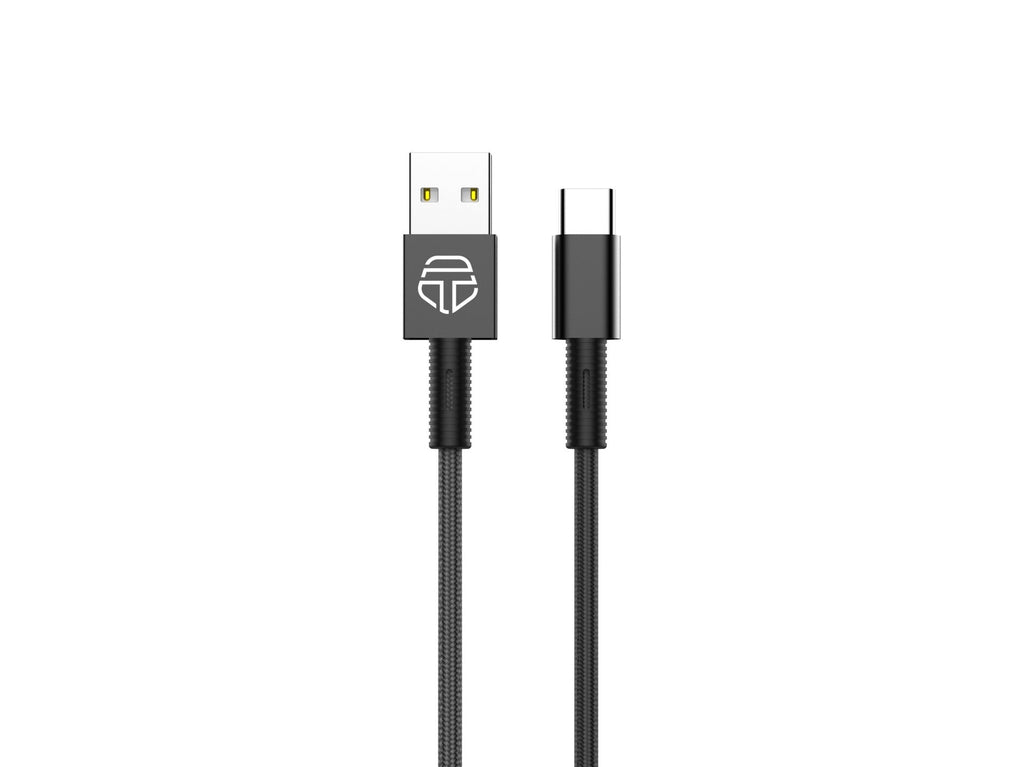Techancy USB Type-C Data Cable Black TB1717, 2.4A Fast Charging, Aluminum Alloy + Braided Cable 1.2M