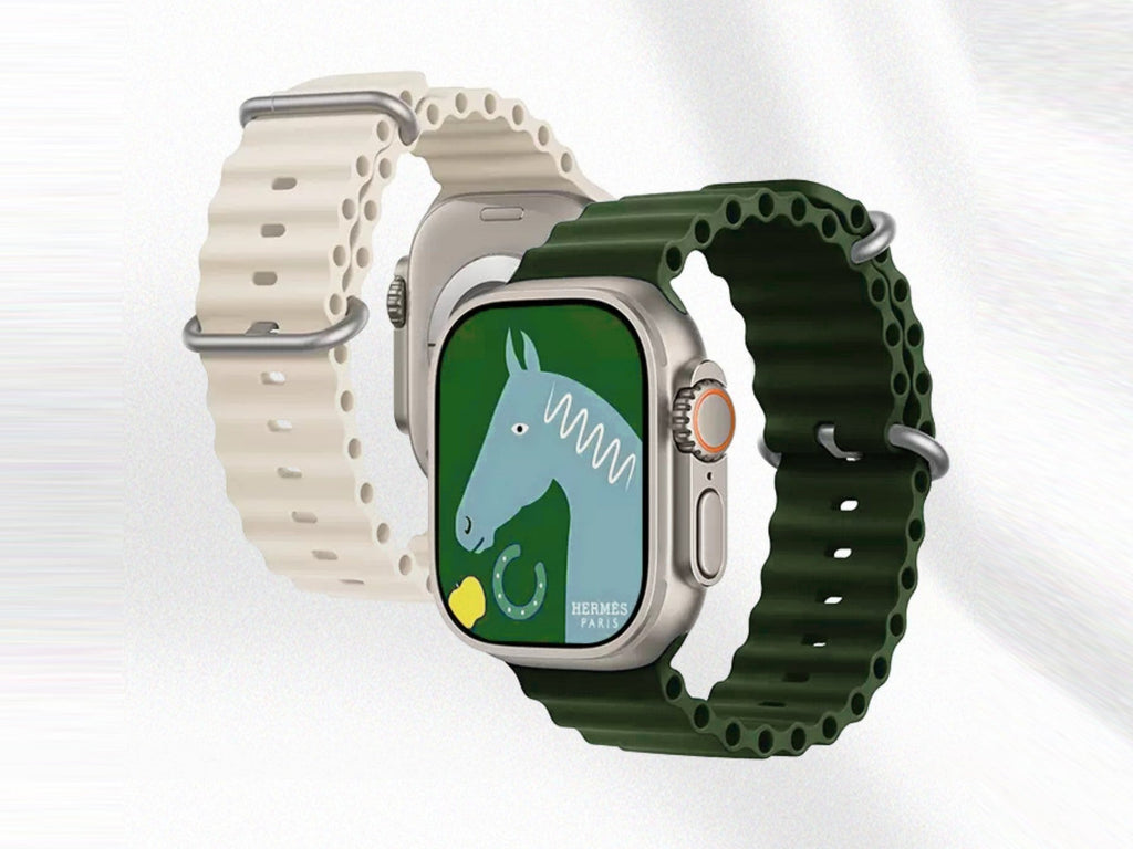 Techancy Weißes Silikonarmband KC2122, Kompatibel mit Apple Watch 42mm/44mm/45mm/49mm, Weiches Silikonmaterial