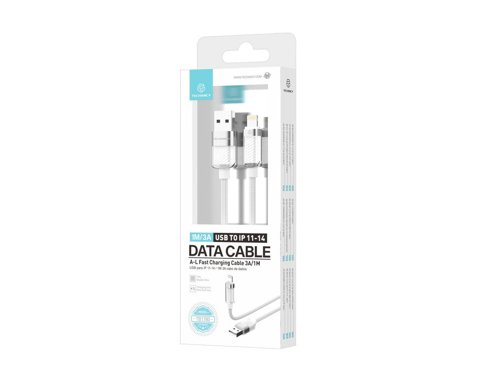 Techancy Datenkabel IP 11-14/USB 1m/3A Weiß TB1780, Kompatibel mit iPhone/iPad, Schnellladefunktion und Datenübertragung