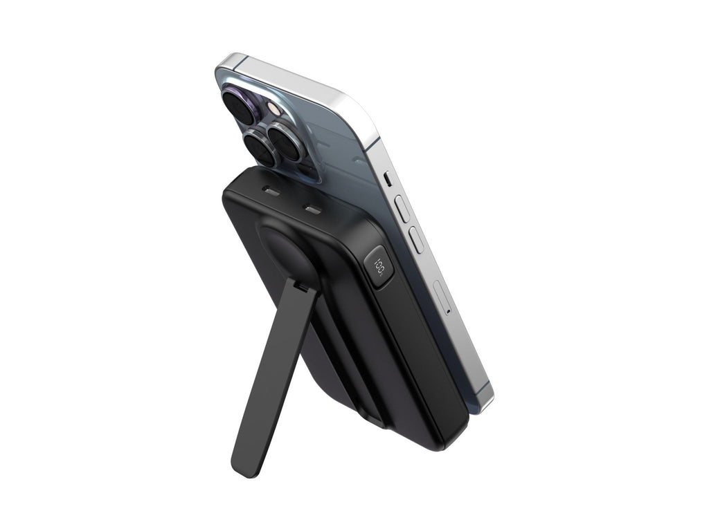 Techancy Power Bank Magnetisch TF2786 10000mAh 15W Kabelloses Schnellladen PD 20W MagSafe-kompatibel Integrierter Ständer LED-Anzeige Schwarz