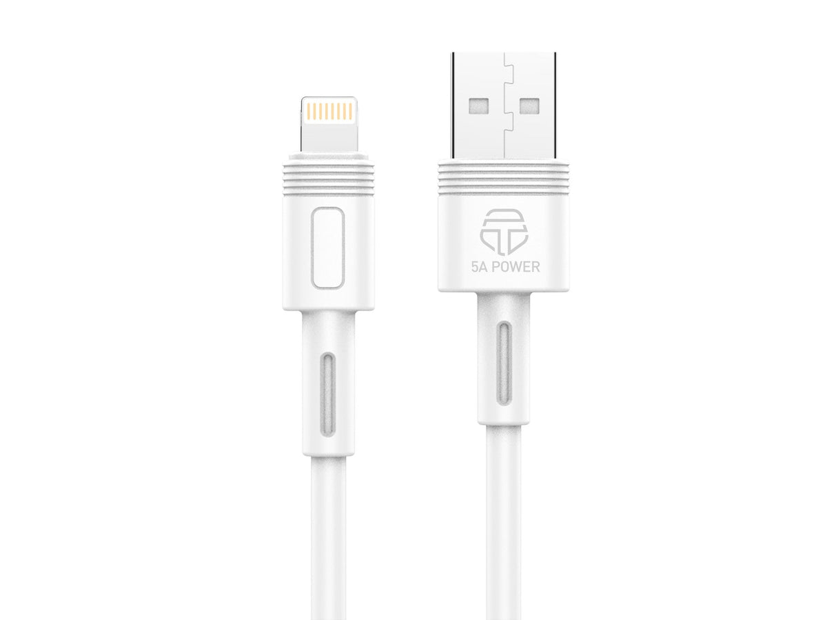 Techancy 5A 1m White Fast Charging Data Cable TB1761, USB-Lightning Interface, Supports Data Transfer
