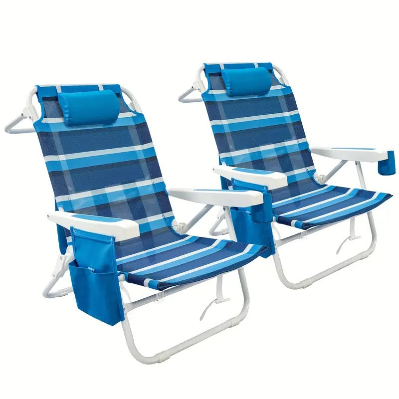 Klappbare Strandliegen mit Rückenlehne (2er-Set)