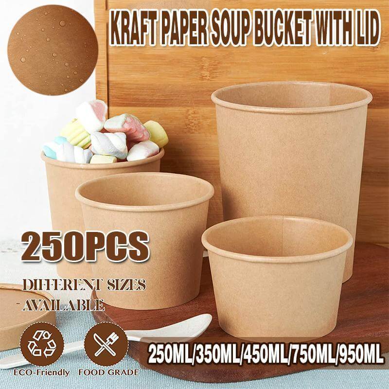 250x Biodegradable Kraft Paper Soup
