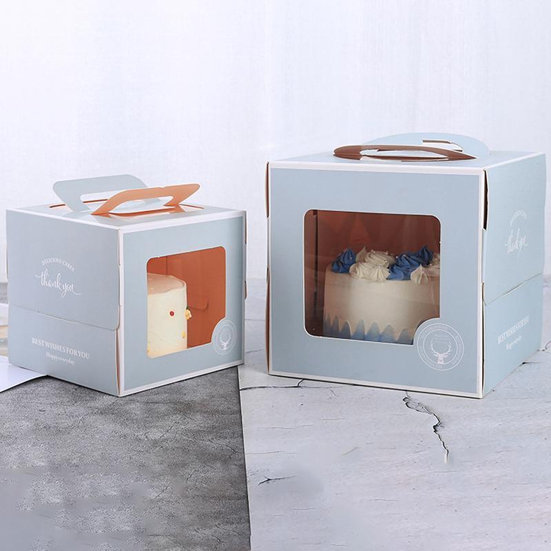 30PCS White Portable Cake Boxes Display Window Packing Case Party with Handle Birthday