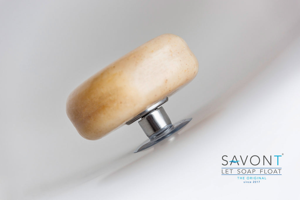 SAVONT Original Magnethalter für Seifen | Immer trocken & sauber | Seifenhalter für Dusche oder Waschbecken