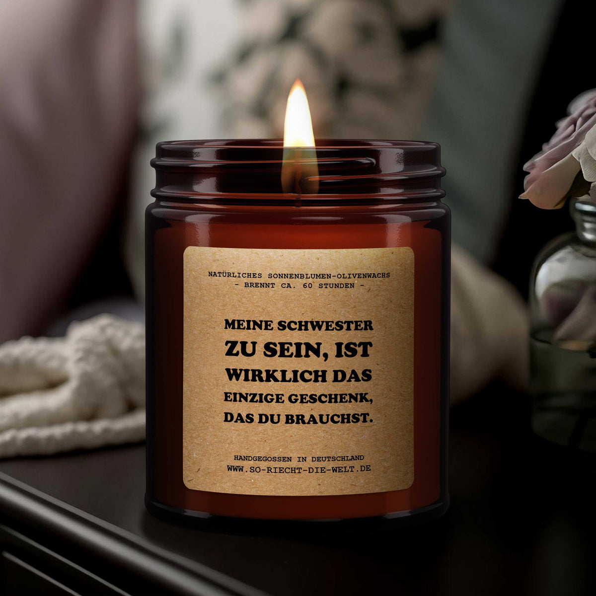 Meine Schwester zu sein ist das einzige Geschenk, Duftkerze, Kerze, Geburtstagsgeschenk für sie, ihn, Freches Geschenk, freche Kerze, Geschenk für die beste Freundin, Geschenk für Schwester