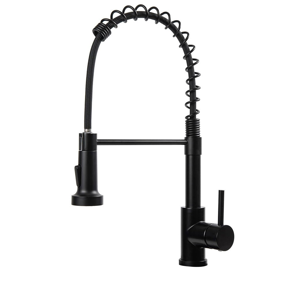 Sink faucet with flexible hose, detachable shower head, black